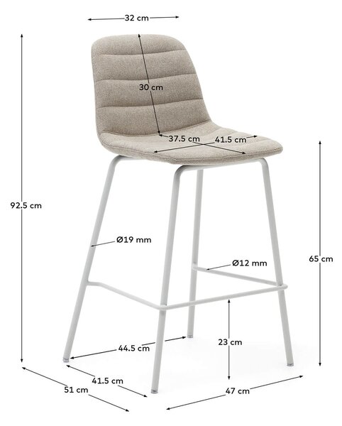MUZZA Barová stolička luzinda 65 cm béžová
