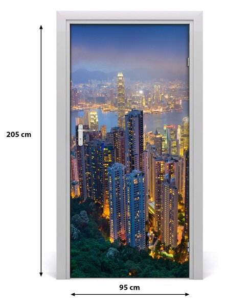 Fototapeta samolepiace na dvere Hongkong noc 95x205 cm