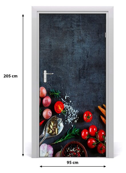 Fototapeta dvere samolepiace zelenina a korenie 95x205 cm