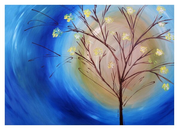 Sklenený obraz - Strom zakrývajúci slnko (70x50 cm)