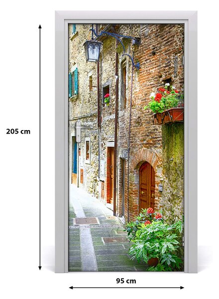 Fototapeta samolepiace na dvere talianskej uličky 95x205 cm