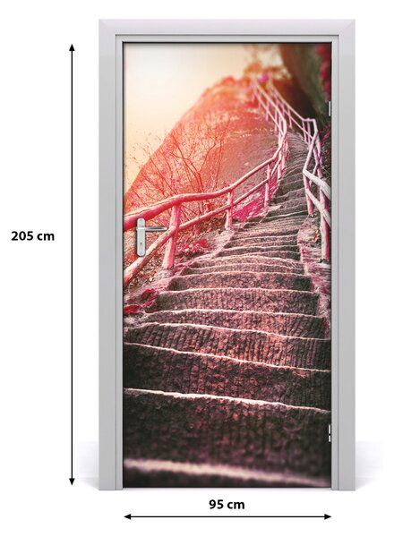 Fototapeta samolepiace na dvere schody v horách 95x205 cm