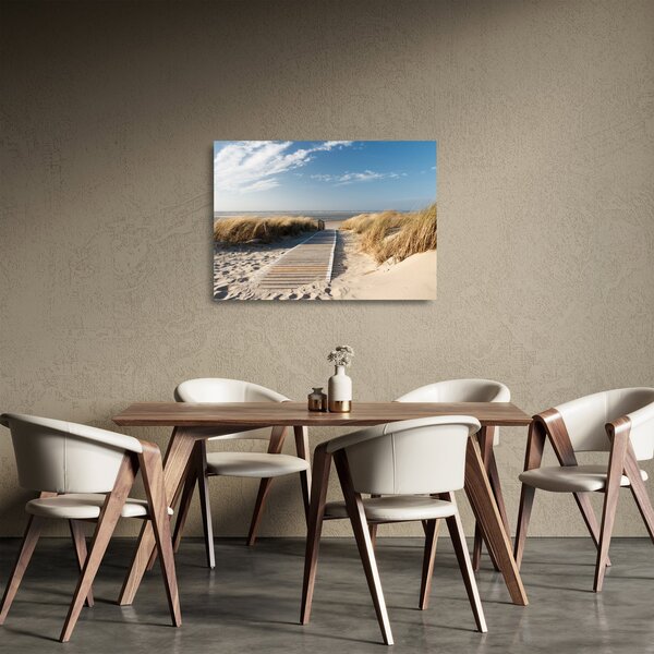 Sklenený obraz - Piesočná pláž na ostrove Langeoog, Nemecko (70x50 cm)