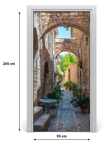 Fototapeta samolepiace na dvere talianskej uličky 95x205 cm