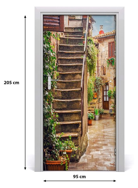 Fototapeta samolepiace na dvere talianskej uličky 95x205 cm