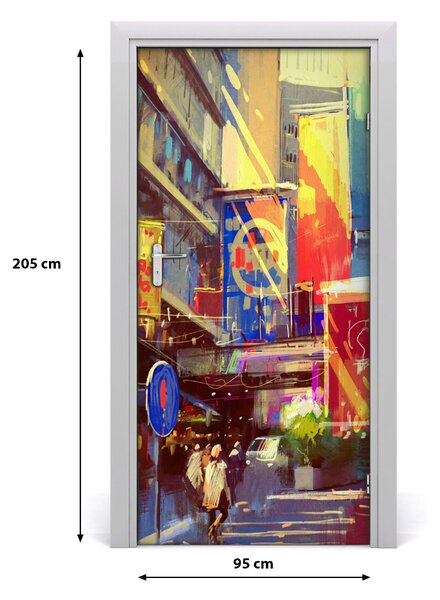 Fototapeta samolepiace na dvere farebné mesto 95x205 cm