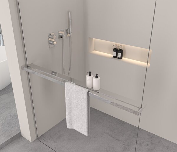 Erga Paris, polička/držiak na uteráky pre sprchovú zástenu (max. 140cm), chrómová, ERG-V02-PARIS-SHELF-CR