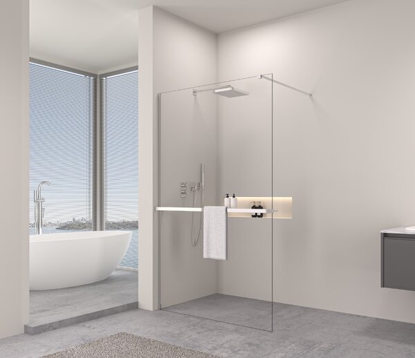 Erga Paris, polička/držiak na uteráky pre sprchovú zástenu (max. 140cm), chrómová, ERG-V02-PARIS-SHELF-CR