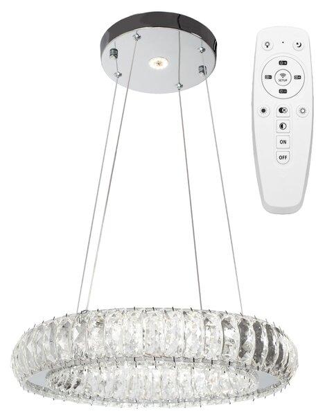 Toolight Toolight, Krištáľové LED závesné svietidlo APP1040-CP + diaľkové ovládanie, chrómová, OSW-09473