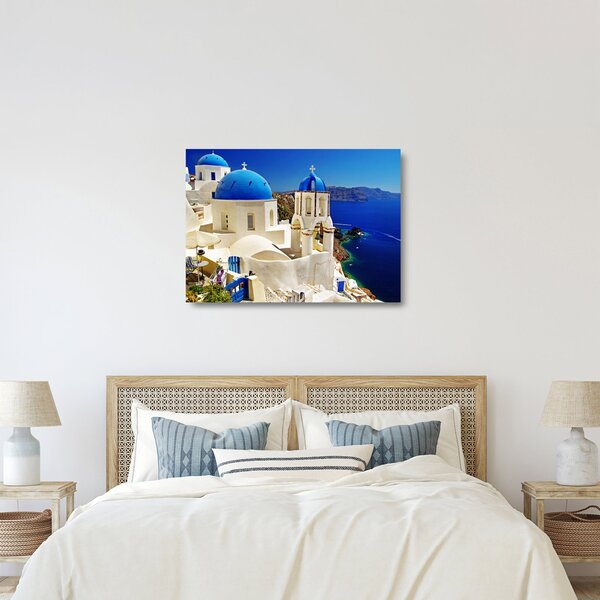 Sklenený obraz - Santorini, Grécko (70x50 cm)