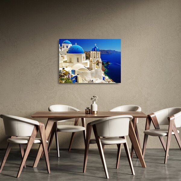 Sklenený obraz - Santorini, Grécko (70x50 cm)