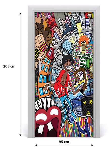 Fototapeta samolepiace na dvere hudobné koláž 95x205 cm