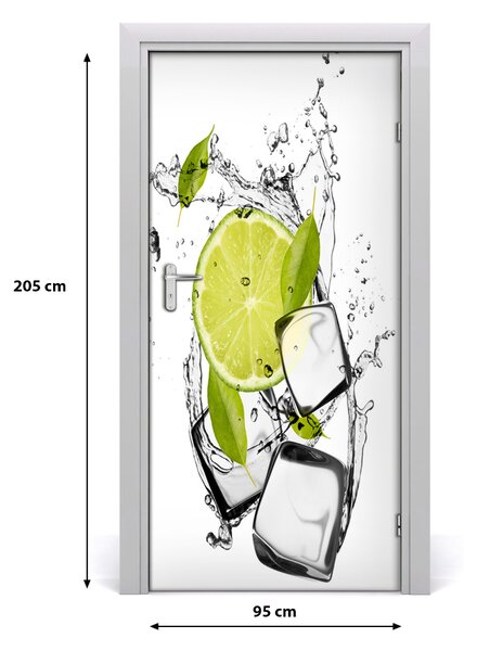 Fototapeta na dvere samolepiace limetka a ľad 95x205 cm