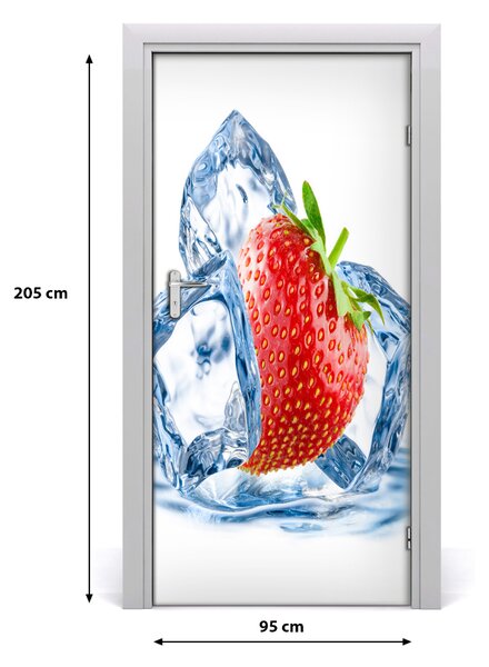 Fototapeta na dvere samolepiace jahody a ľad 95x205 cm