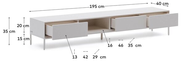 MUZZA TV stolík ranad 195 x 35 cm biely