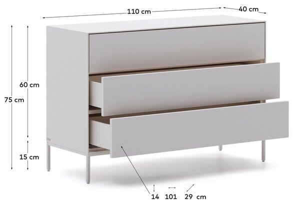 MUZZA Komoda ranad 110 x 75 cm biela