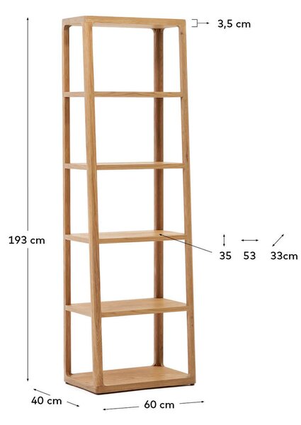 MUZZA Regál mayam 60 x 193 cm prírodný