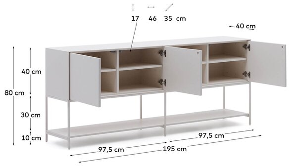 MUZZA Komoda ranad 195 x 80 cm biela