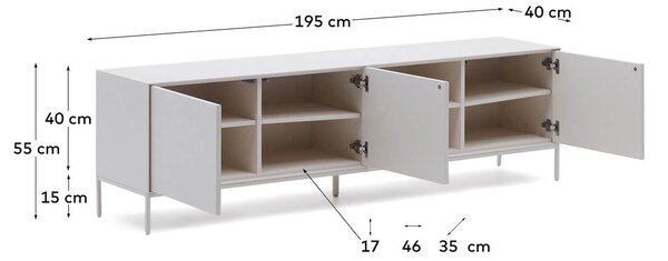 MUZZA TV stolík ranad 195 x 55 cm biely
