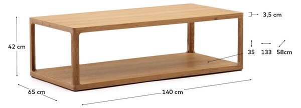 MUZZA Konferenčný stolík mayam 140 x 70 cm prírodný
