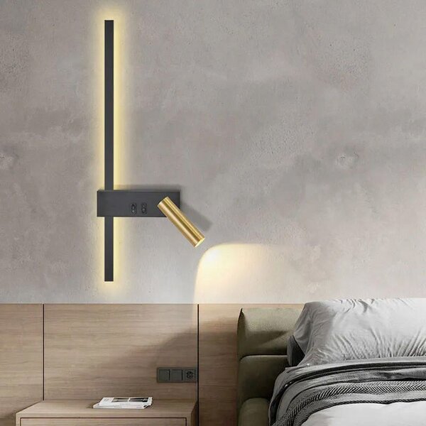 Toolight Toolight, LED nástenné svietidlo 8W 4000K APP1439-W, čierna-zlatá, OSW-02440