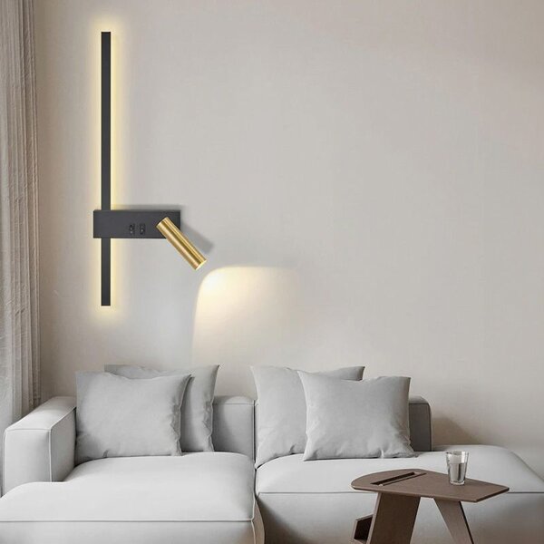 Toolight Toolight, LED nástenné svietidlo 8W 4000K APP1439-W, čierna-zlatá, OSW-02440