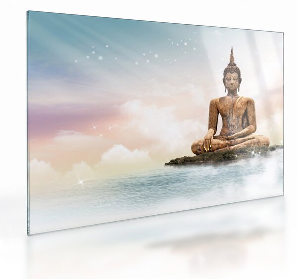Sklenený obraz - Budha dozerajúci na zemi (70x50 cm)