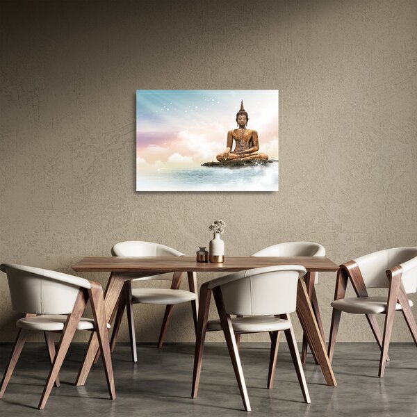 Sklenený obraz - Budha dozerajúci na zemi (70x50 cm)