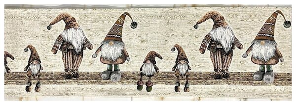 Vianočný gobelínový behúň na stôl Béžoví škriatkovia Chenille IT05 Farba Béžová Rozmery 40x130 cm