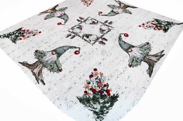 Vianočný gobelínový obrus na stôl Zelení škriatkovia 90x90 cm Chenille IT06 Farba Zelená Rozmery 90x90 cm