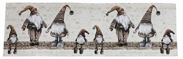 Vianočný gobelínový behúň na stôl Béžoví škriatkovia Chenille IT05 Farba Béžová Rozmery 40x130 cm