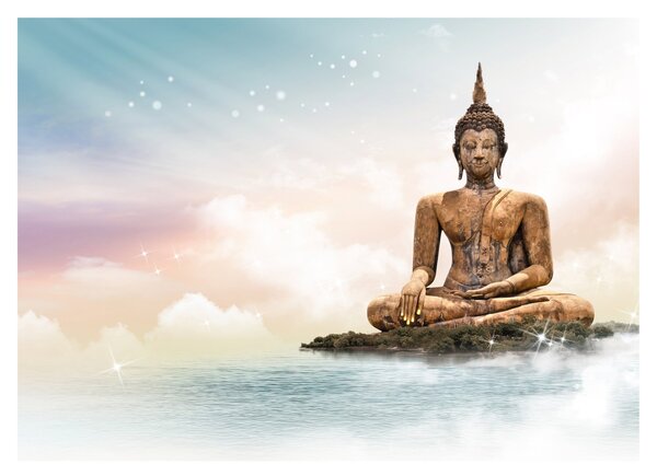 Sklenený obraz - Budha dozerajúci na zemi (70x50 cm)