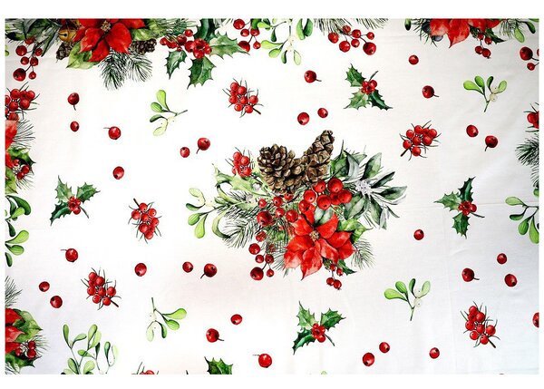 Vianočný obrus biely digitálna potlač 140x180 cm Made in Italy Farba Biela Rozmery 140x180 cm