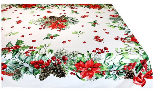 Vianočný obrus biely digitálna potlač 140x180 cm Made in Italy Farba Biela Rozmery 140x180 cm