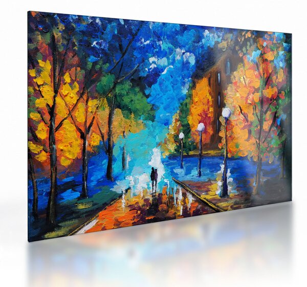 Sklenený obraz - Milenci, Pointilizmus (70x50 cm)