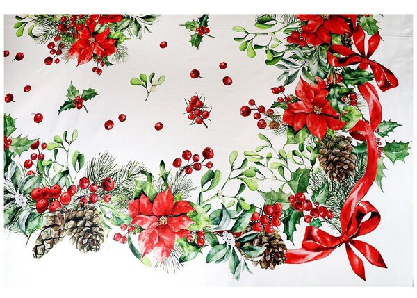Vianočný obrus biely digitálna potlač 140x180 cm Made in Italy Farba Biela Rozmery 140x180 cm