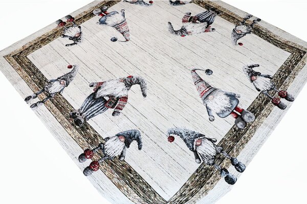 Vianočný gobelínový obrus na stôl Šedí škriatkovia 90x90 cm Chenille IT04 Farba Šedá Rozmery 90x90 cm