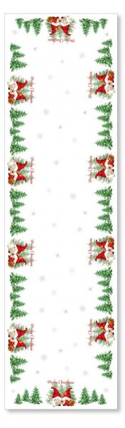 Vianočný behúň na stôl Škriatkovia 2 Farba Biela Rozmery 40x220 cm