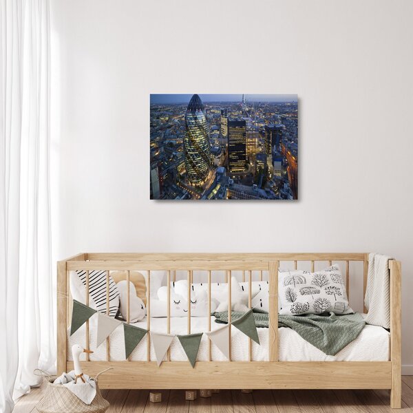 Sklenený obraz - Večerná panoráma Londýna (70x50 cm)