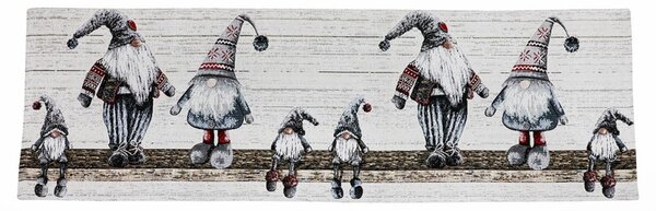 Vianočný gobelínový behúň na stôl Šedí škriatkovia Chenille IT04 Farba Šedá Rozmery 40x130 cm