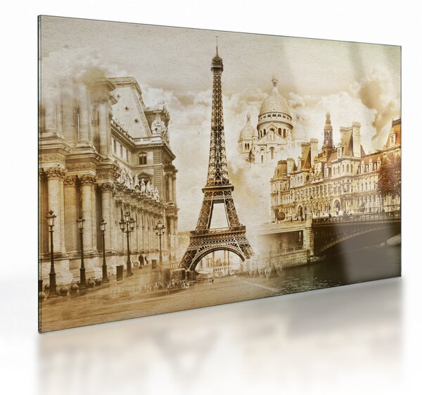 Sklenený obraz - Parížske pamiatky (70x50 cm)