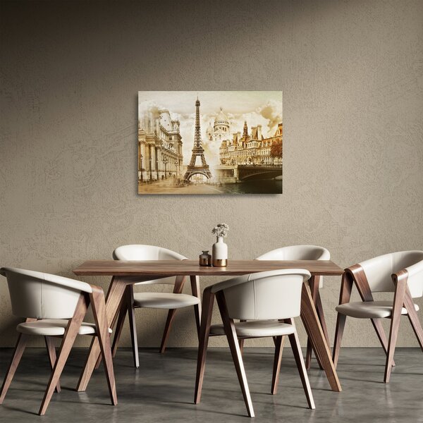 Sklenený obraz - Parížske pamiatky (70x50 cm)