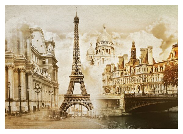 Sklenený obraz - Parížske pamiatky (70x50 cm)