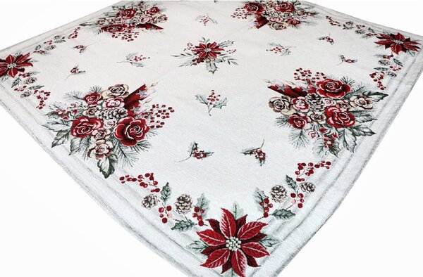 Vianočný gobelínový obrus na stôl Vianočná svieca 90x90 cm Chenille IT015 Farba Viacfarebná Rozmery 90x90 cm