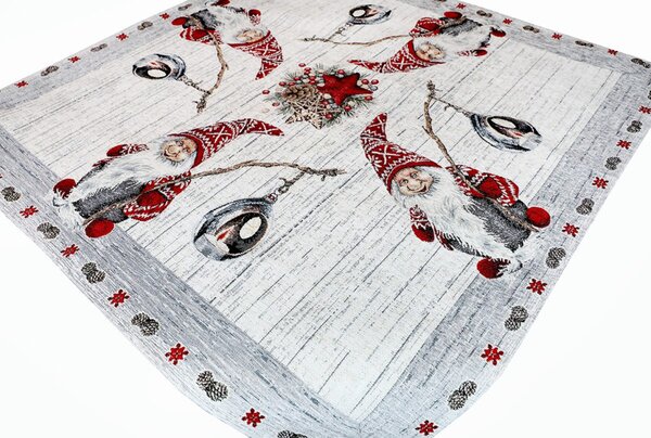 Vianočný gobelínový obrus na stôl Škriatok s lampášom 90x90 cm Chenille IT012 Farba Viacfarebná Rozmery 90x90 cm