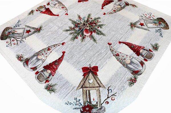 Vianočný gobelínový obrus na stôl Škriatkovia 90x90 cm Chenille IT020 Farba Viacfarebná Rozmery 90x90 cm