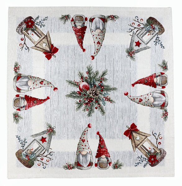 Vianočný gobelínový obrus na stôl Škriatkovia 90x90 cm Chenille IT020 Farba Viacfarebná Rozmery 90x90 cm