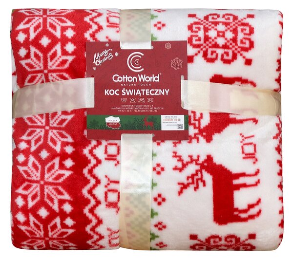 Biela vianočná mikroplyšová deka CHRISTMAS JOY Rozmer: 200 x 220 cm