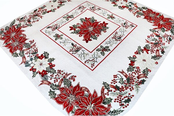 Vianočný gobelínový obrus na stôl Vianočná ruža 90x90 cm Chenille IT08 Farba Viacfarebná Rozmery 90x90 cm