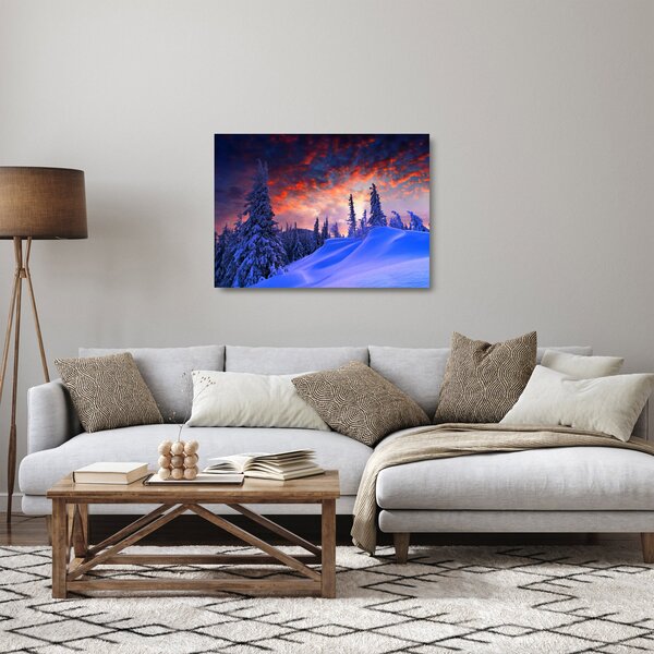 Sklenený obraz - Zimný súmrak (70x50 cm)